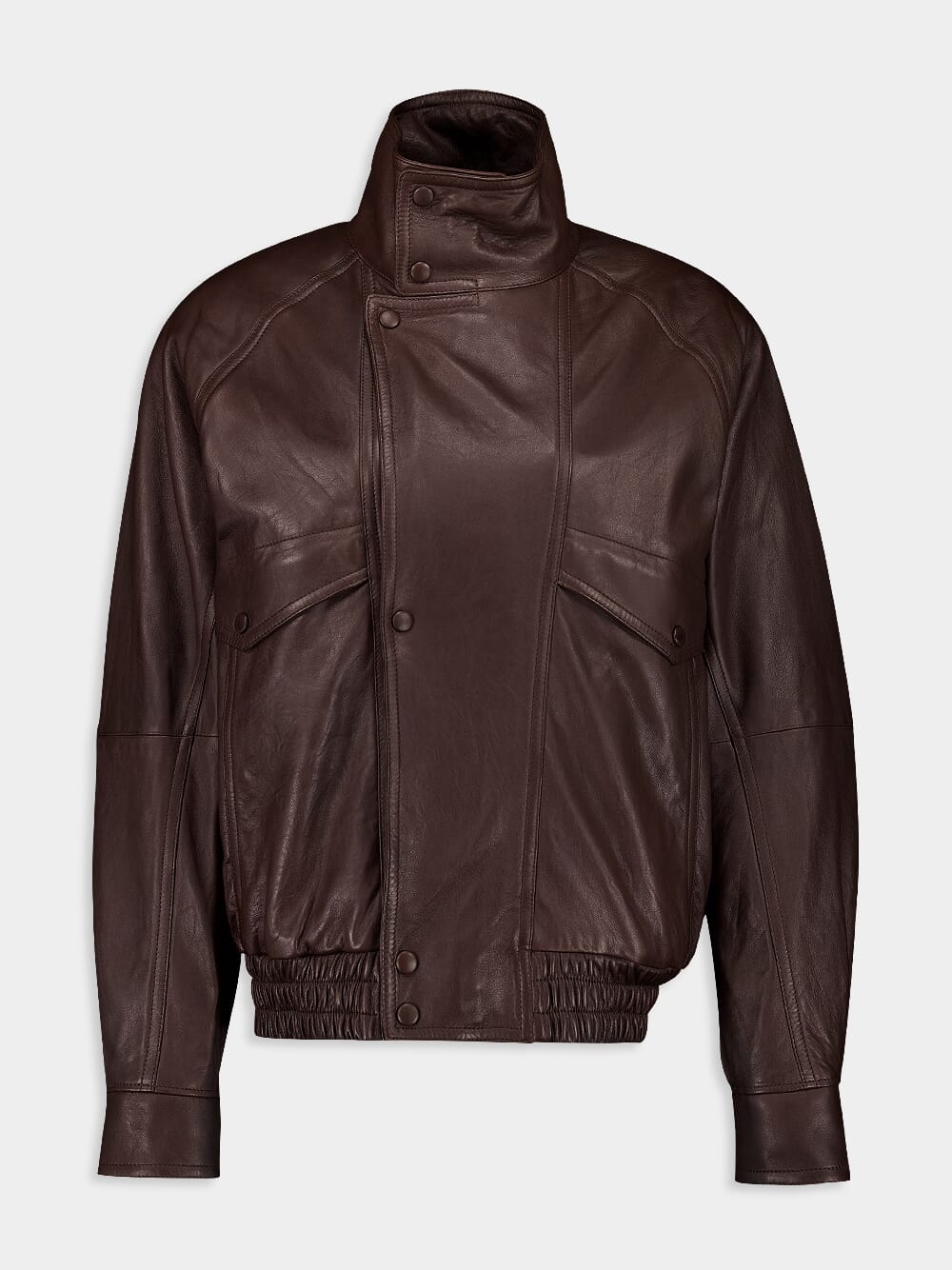 Marron Lambskin Bomber Jacket