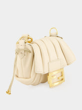 Fendi White Nano Mamma Baguette in Pleated Leather
