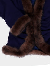 Valentino Garavani Indigo Blue Wool Crepe Jacket with Shearling Trim