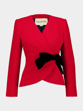Paris Red Wool Crepe Jacket with Contrasting Black Bow