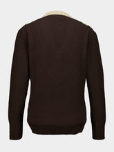 Valentino Garavani Dark Fudge and Beige Wool V-Neck Jumper