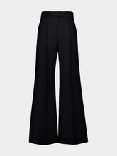 Valentino Garavani Black Wool-Silk Wide-Leg Trousers