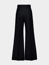Valentino Garavani Black Wool-Silk Wide-Leg Trousers