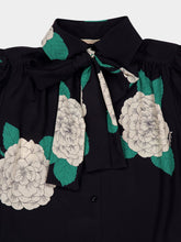 Valentino Garavani Black Ortensia Print Silk Shirt with Neck Tie