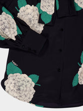 Valentino Garavani Black Ortensia Print Silk Shirt with Neck Tie