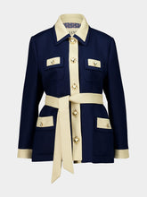 Valentino Garavani Belted Peacoat in Provence Blue and Birch
