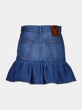 Valentino Garavani Blue Ruffled Hem Denim Mini Skirt