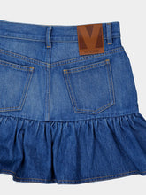 Valentino Garavani Blue Ruffled Hem Denim Mini Skirt