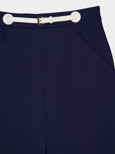 Valentino Garavani Indigo Midi Skirt with Leather Details