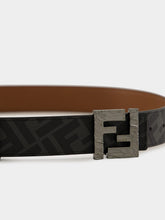 Fendi Brown Leather & FF Canvas Reversible Belt