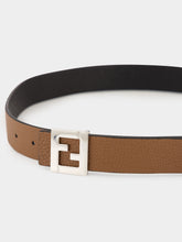 Fendi Black and Dark Brown FF Reversible Leather Belt