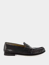 Fendi Black Shiny Leather Loafers with Gathered Detail