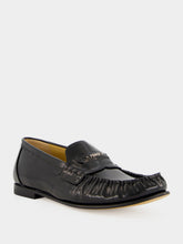 Fendi Black Shiny Leather Loafers with Gathered Detail