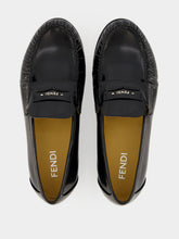 Fendi Black Shiny Leather Loafers with Gathered Detail