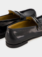Fendi Black Shiny Leather Loafers with Gathered Detail