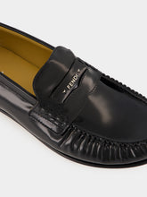 Fendi Black Shiny Leather Loafers with Gathered Detail