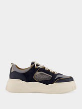 Fendi Grey Technical Fabric and Dark Blue Suede Force Trainers