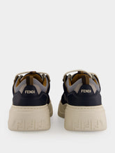 Fendi Grey Technical Fabric and Dark Blue Suede Force Trainers