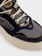 Fendi Grey Technical Fabric and Dark Blue Suede Force Trainers