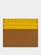 Fendi Brown and Sunflower Yellow Selleria Leather Card Case