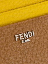Fendi Brown and Sunflower Yellow Selleria Leather Card Case