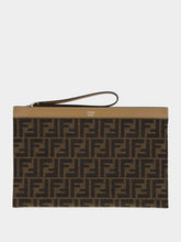 Fendi Brown FF Jacquard Medium Flat Pouch