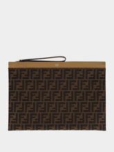 Fendi Brown FF Jacquard Medium Flat Pouch