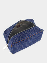 Fendi Blue Denim-Effect FF Jacquard Toiletry Case