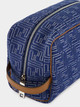 Fendi Blue Denim-Effect FF Jacquard Toiletry Case