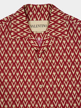 Valentino Garavani Red and Cream Cotton Shirt with Toute la V Print