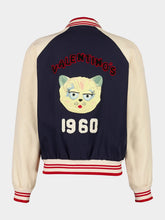 Valentino Garavani Blue and Butter Wool Bomber with VLogo Patch