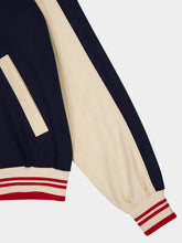 Valentino Garavani Blue and Butter Wool Bomber with VLogo Patch