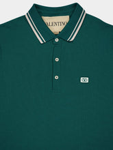 Valentino Garavani Dark Green Cotton Piqué Polo Shirt with VLogo Patch