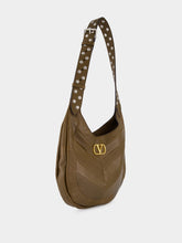 Valentino Garavani Small Brown Chevron Leather Hobo Bag