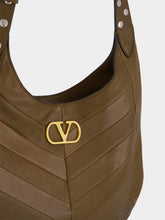 Valentino Garavani Small Brown Chevron Leather Hobo Bag