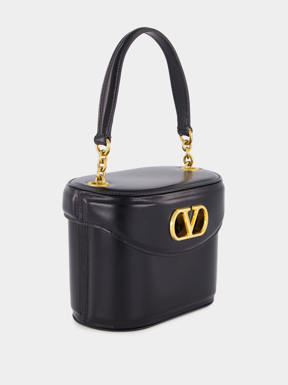 Valentino Garavani Black Shiny Leather Vanity Bag | Fashion Clinic