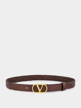 Valentino Garavani Brown Braided Leather VLogo Belt