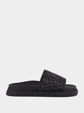 Fendi Black and Grey FF Jacquard Slide Sandals