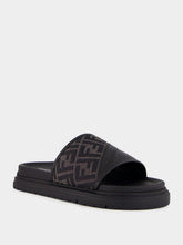 Fendi Black and Grey FF Jacquard Slide Sandals