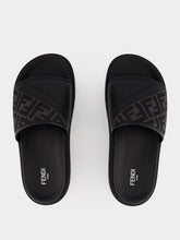 Fendi Black and Grey FF Jacquard Slide Sandals