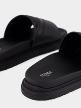 Fendi Black and Grey FF Jacquard Slide Sandals