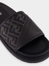 Fendi Black and Grey FF Jacquard Slide Sandals