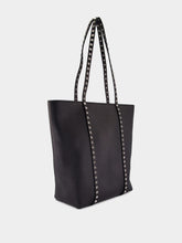 Black Rockstud Leather Tote Bag