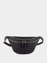 Black Rockstud Leather Belt Bag