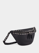 Black Rockstud Leather Belt Bag