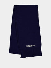 Valentino Garavani Blue Embroidered Knit Scarf