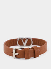 Deep Caramel Leather VLogo Bracelet