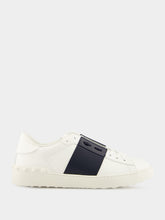 Valentino Garavani White and Blue Calfskin Open Sneaker