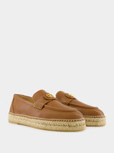 Valentino Garavani Brown Leather Palm Avenue Espadrilles