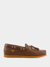 Valentino Garavani Bark Brown Palm Avenue Boat Shoes